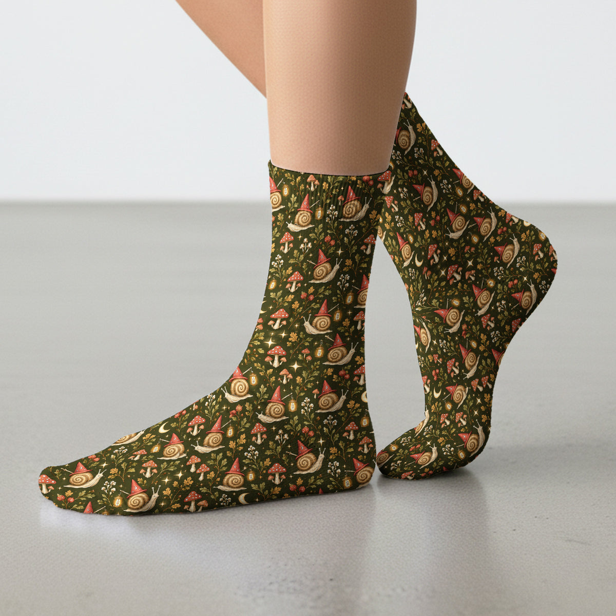Halloween Witch Snails And Mushrooms Socks, Adult Socks for Men and Women