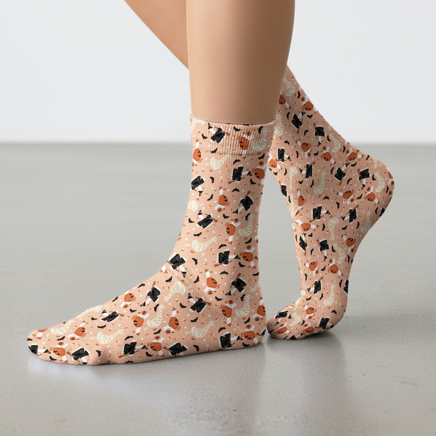 Halloween Goose with Pumpkin Bat Pattern Socks, Adult Socks for Men and Women