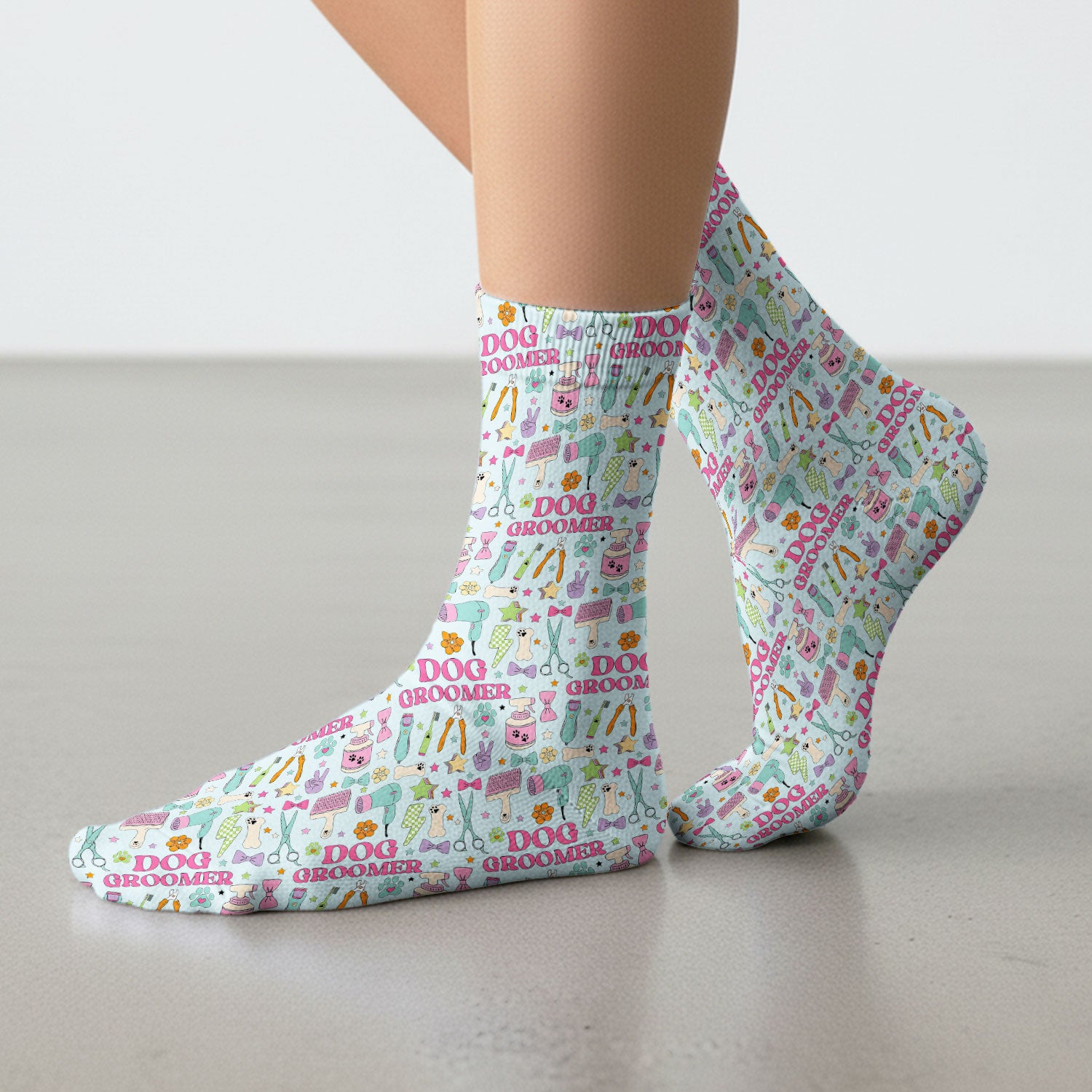 Dog Groomer Tools Pattern Medical Socks, Adult Socks for Men and Women