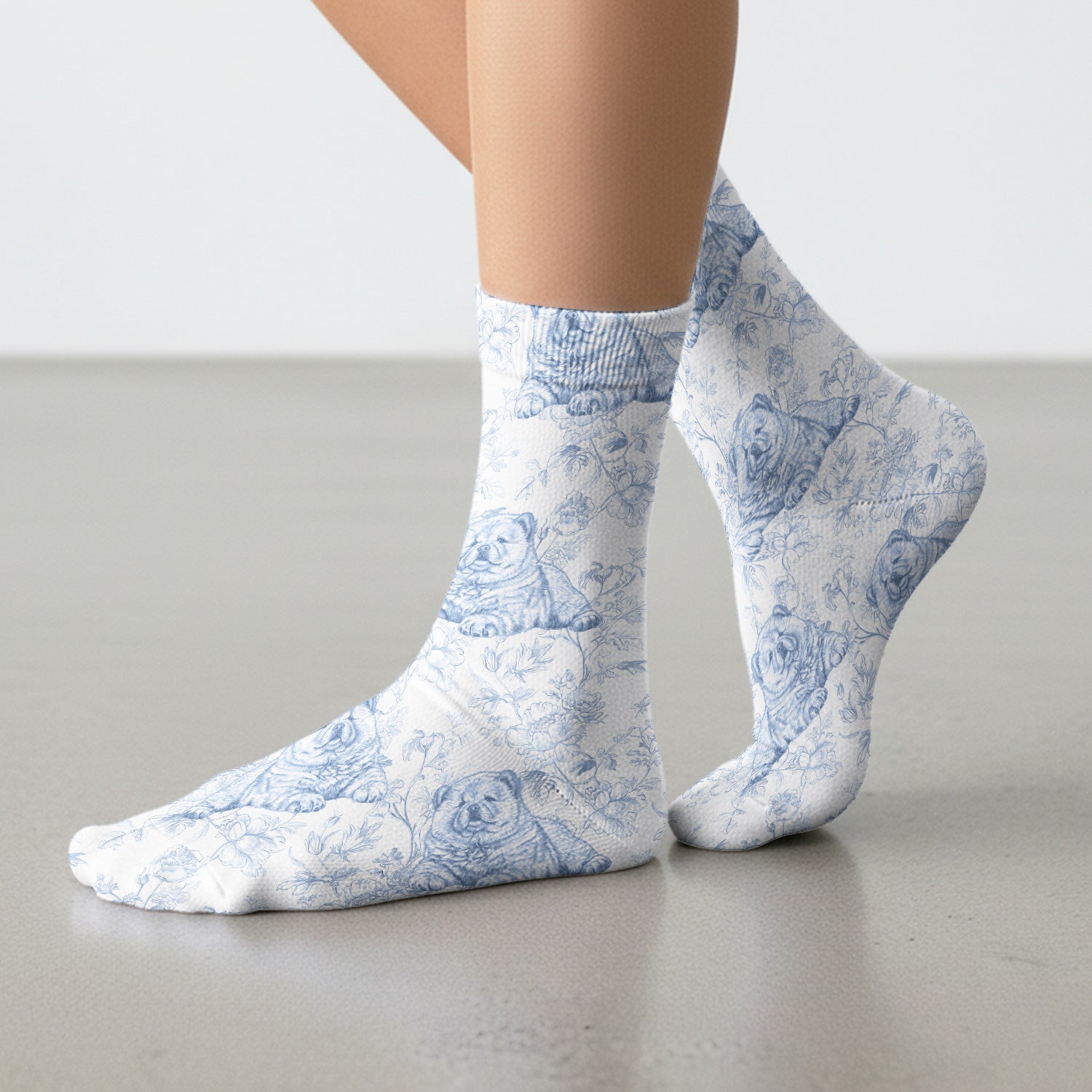 Custom Dog Cat Style Chinoiserie Pattern Socks, Adult Socks for Men and Women