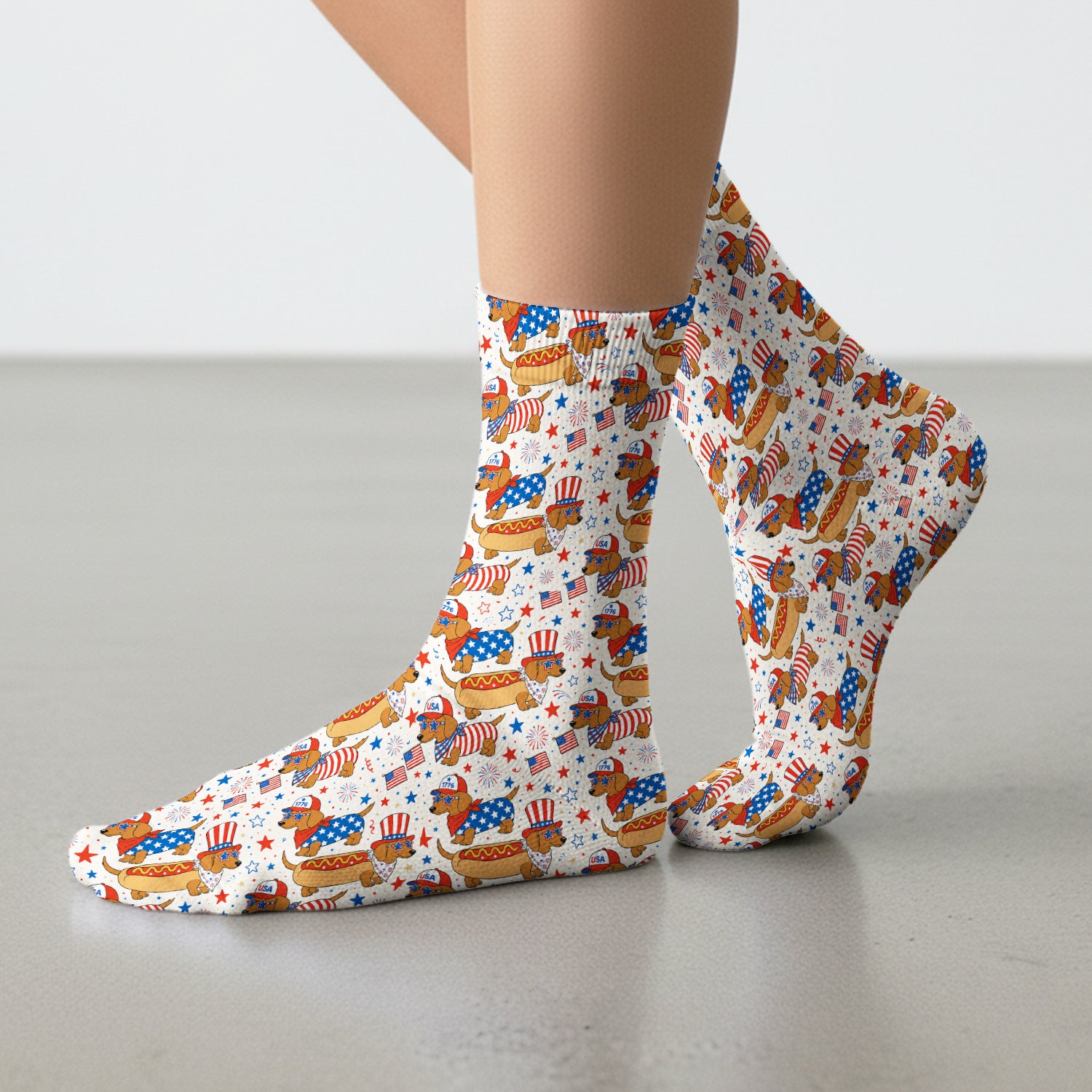 Patriotic Dachshund Fourth Of July Socks, Adult Socks for Men and Women