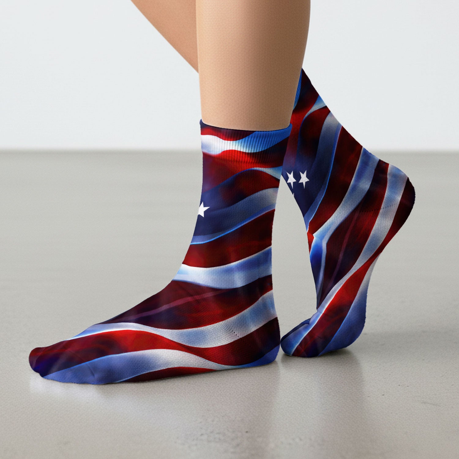 American Flag Stars Stripes Pattern Nurse Socks, Adult Socks for Men and Women