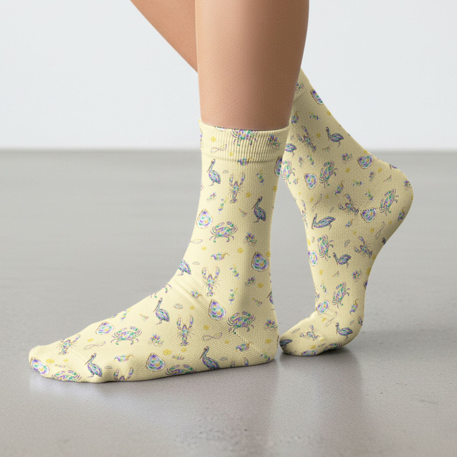 Mardi Gras Seafood Nurse Scrub Socks, Comfortable Uniform Scrubs For Nursing