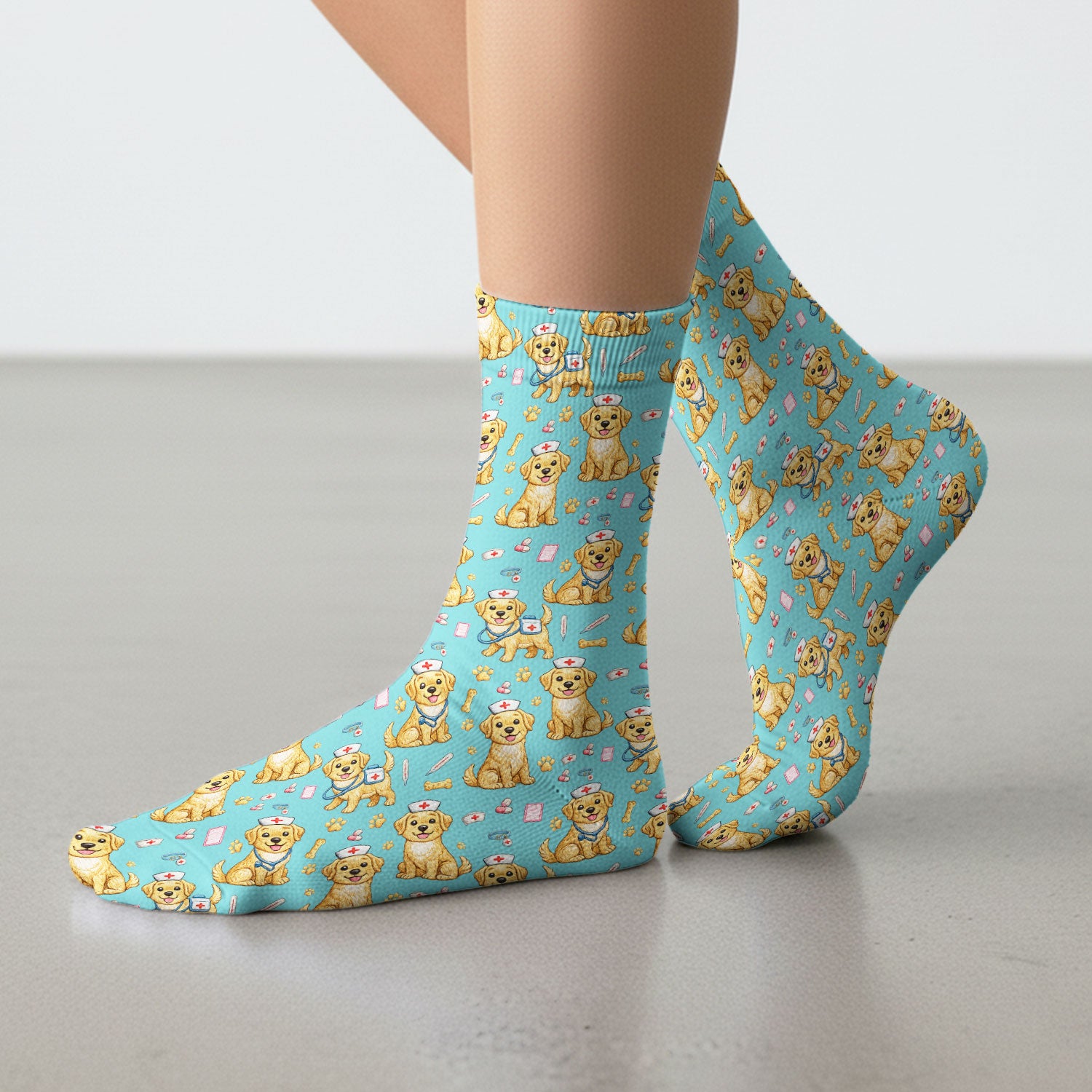 Cute Puppy Nurse Medical Print Medical Socks, Socks for Nurse Doctor