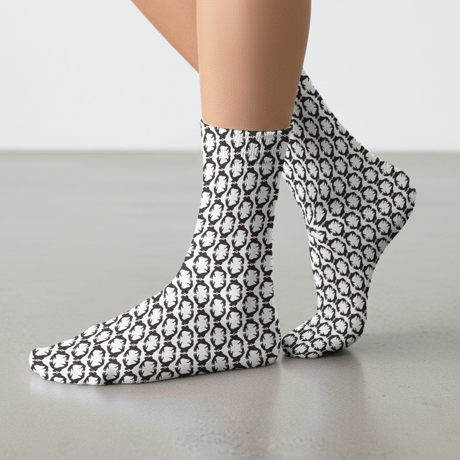 Creepy Hands Black White Red Patterns Socks, Adult Socks for Men and Women