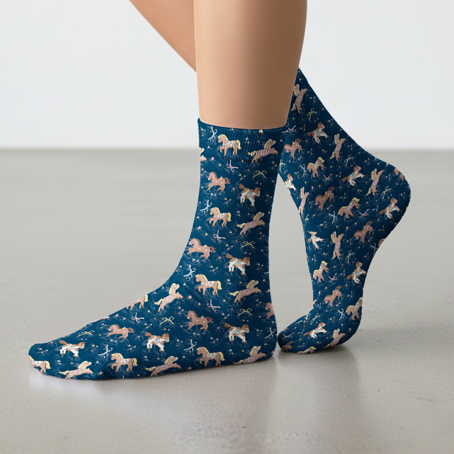 Cute Pony Star Pattern Socks, Breathable Fabrics Medical Uniform