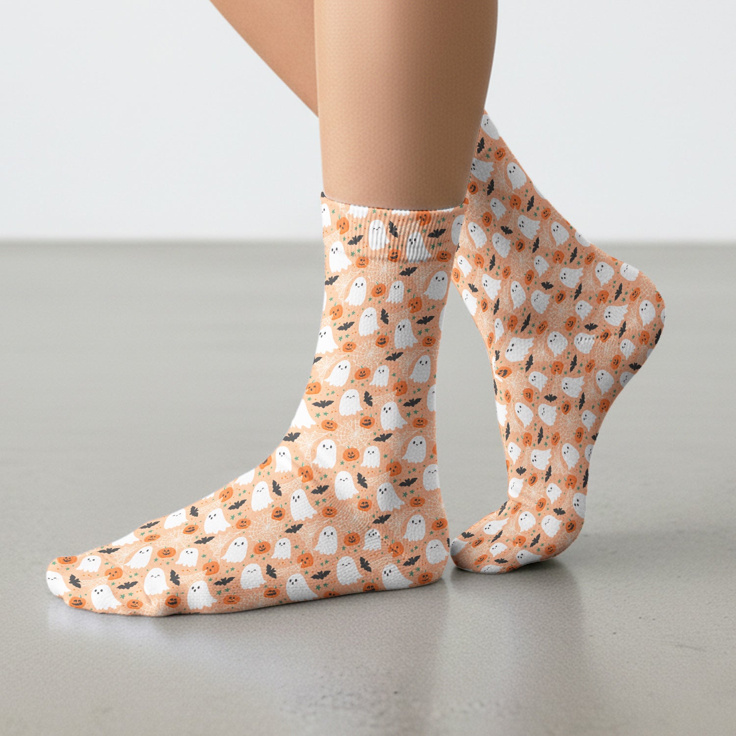 Cute Halloween Ghost And Pumpkin Socks, Adult Socks for Men and Women