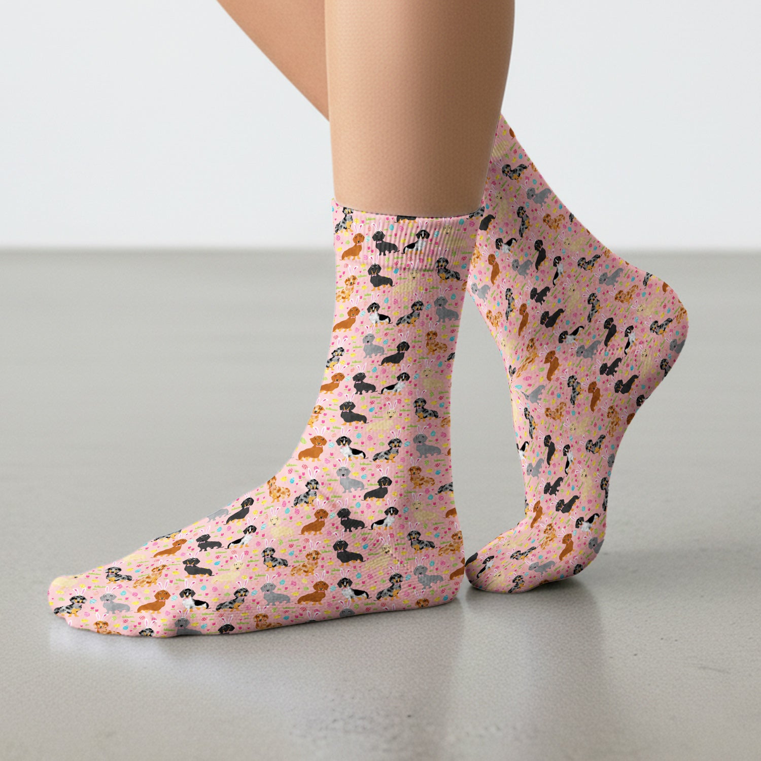 Easter Dachshund Dog Pattern Socks, Socks for Nurse Doctor