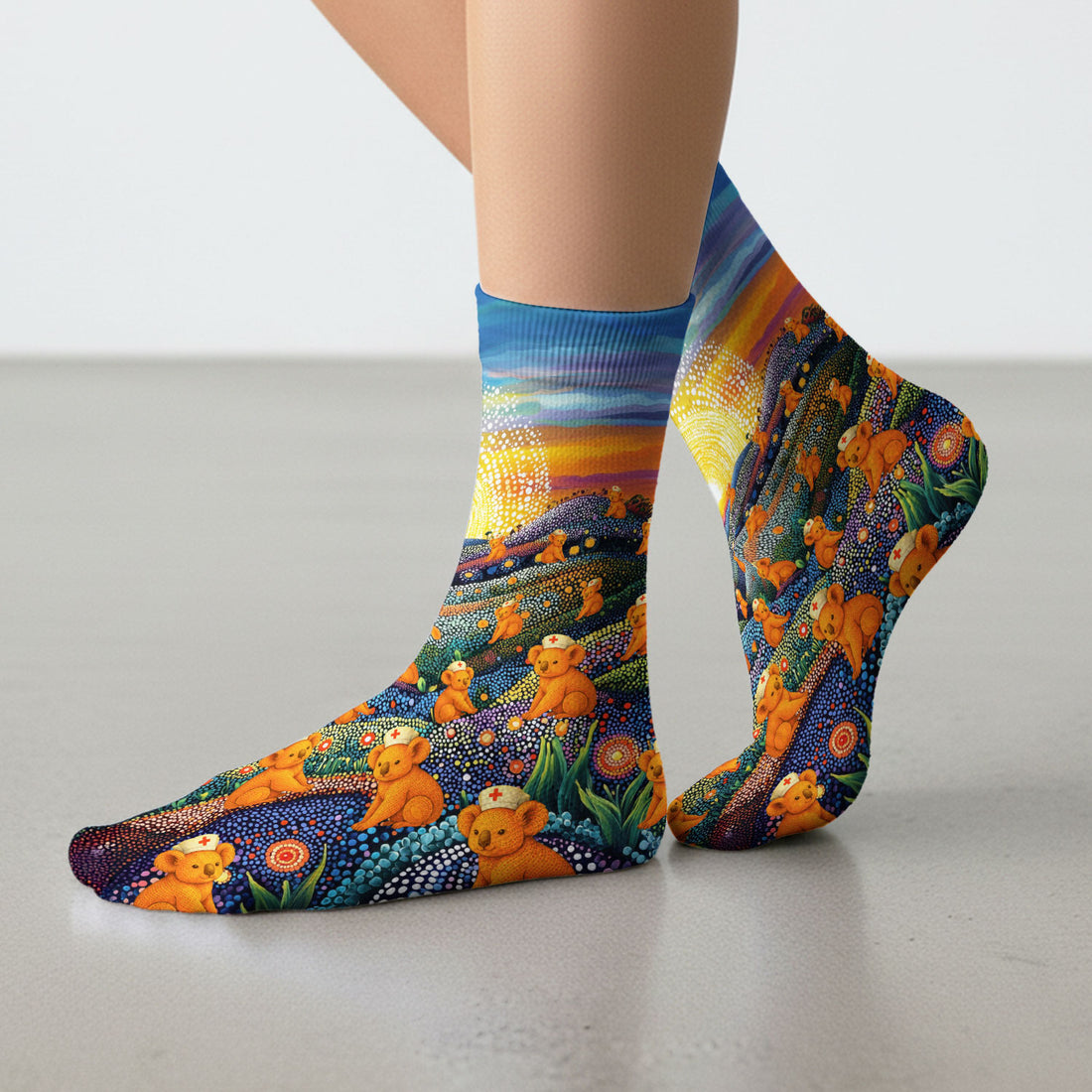 Australian Koala Dot Art Nurse Socks - Adult Socks for Men and Women