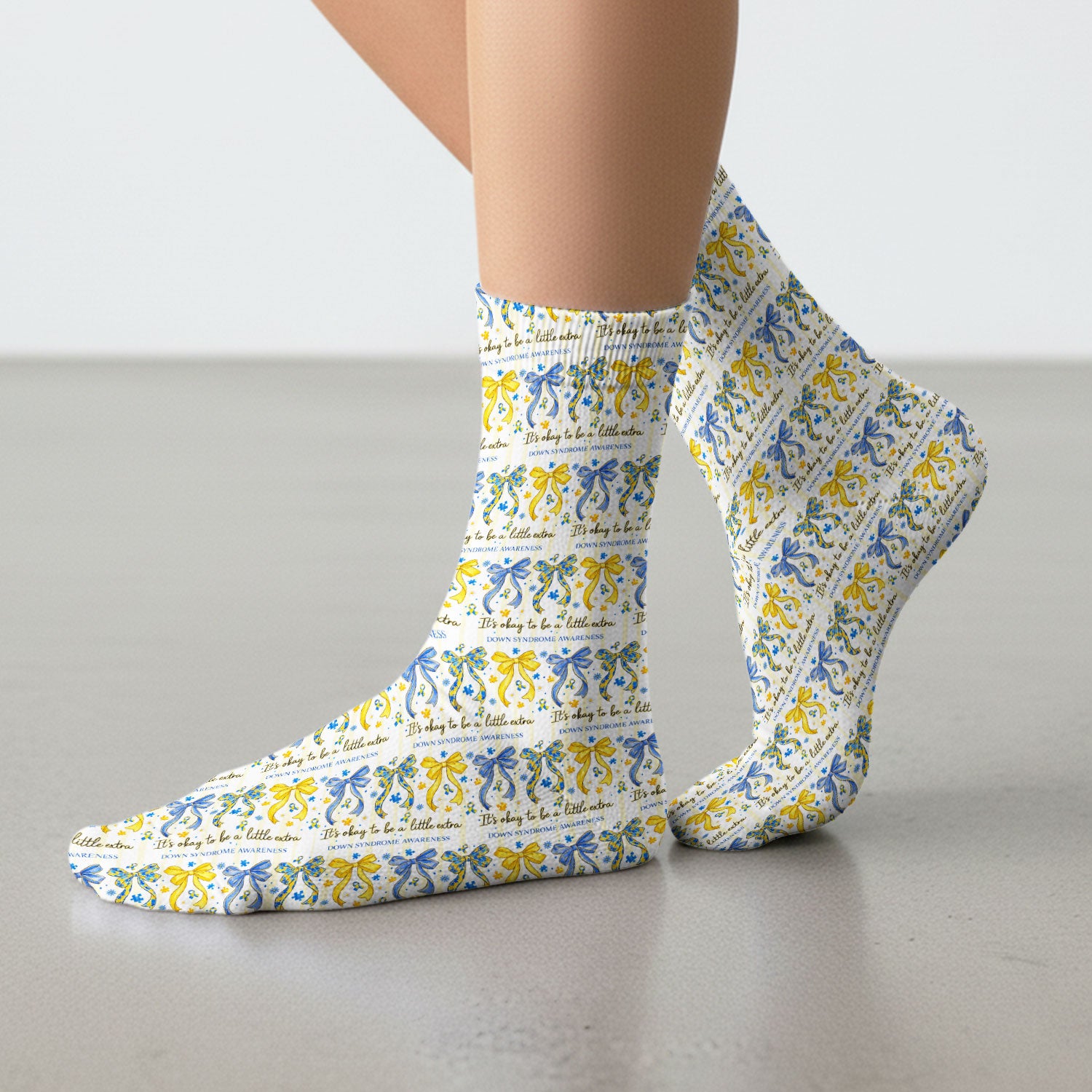 Down Syndrome Awareness Ribbon Pattern Socks, Breathable Fabrics Medical Uniform