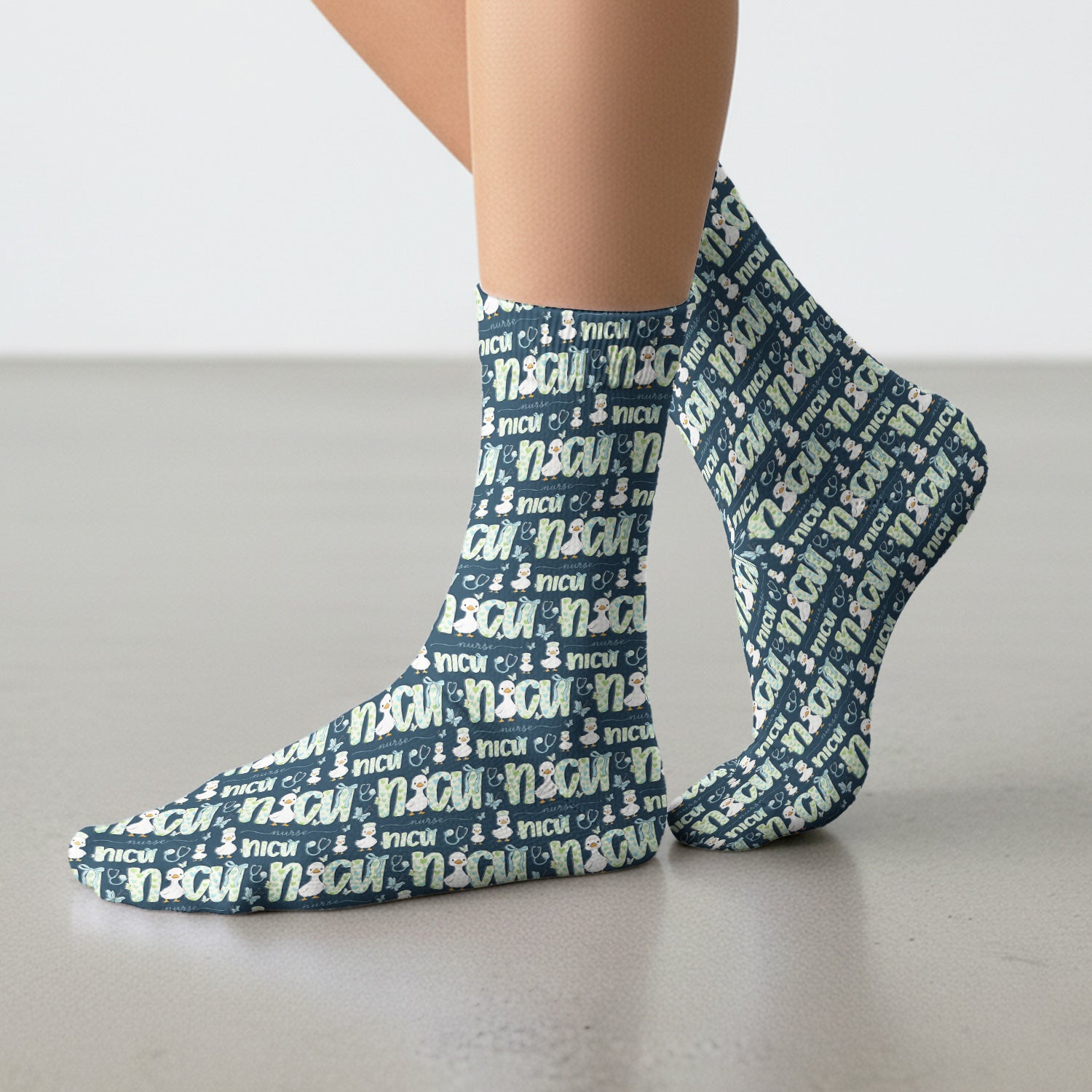 NICU Nurse Duck Pattern Socks, Breathable Fabrics Medical Uniform