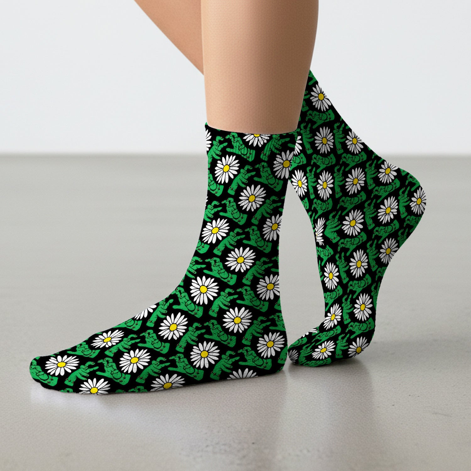 Halloween Monster And Daisies Socks, Adult Socks for Men and Women
