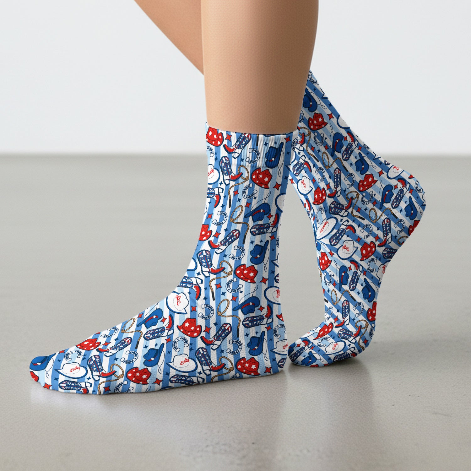 Western Cowboy Boots And Hats Print Socks, Adult Socks for Men and Women