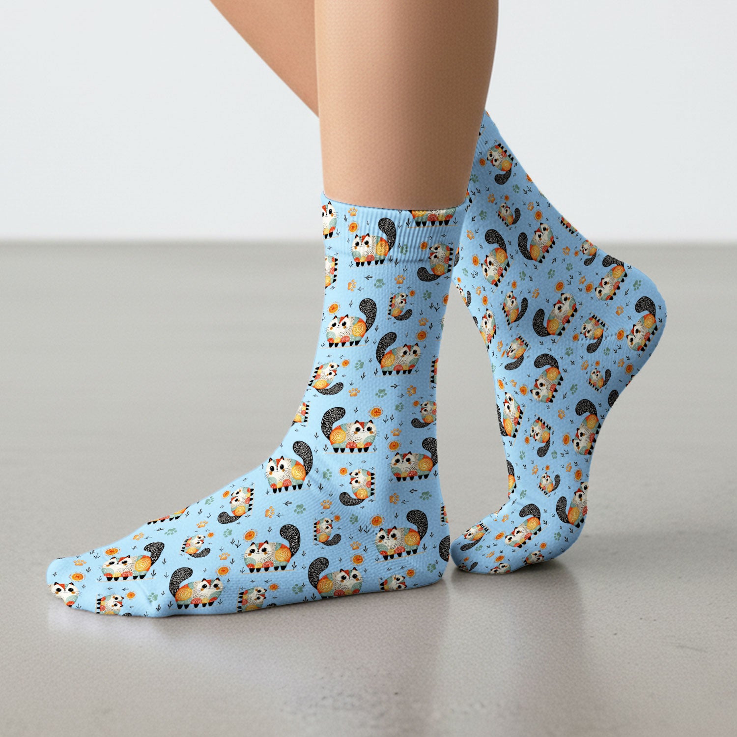 Playful Cat Illustration Medical Socks, Socks for Nurse Doctor