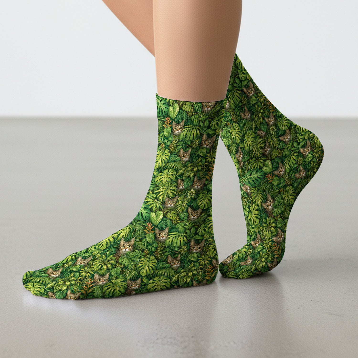 Hidden Jungle Cat Veterinary Nurse Pattern Socks, Adult Socks for Men and Women