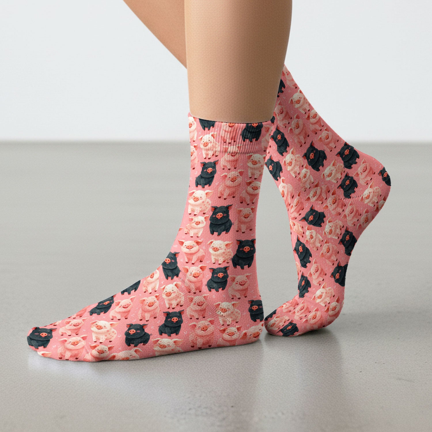 Funny Cartoon Pig Pattern Socks, Cute Nurse Socks