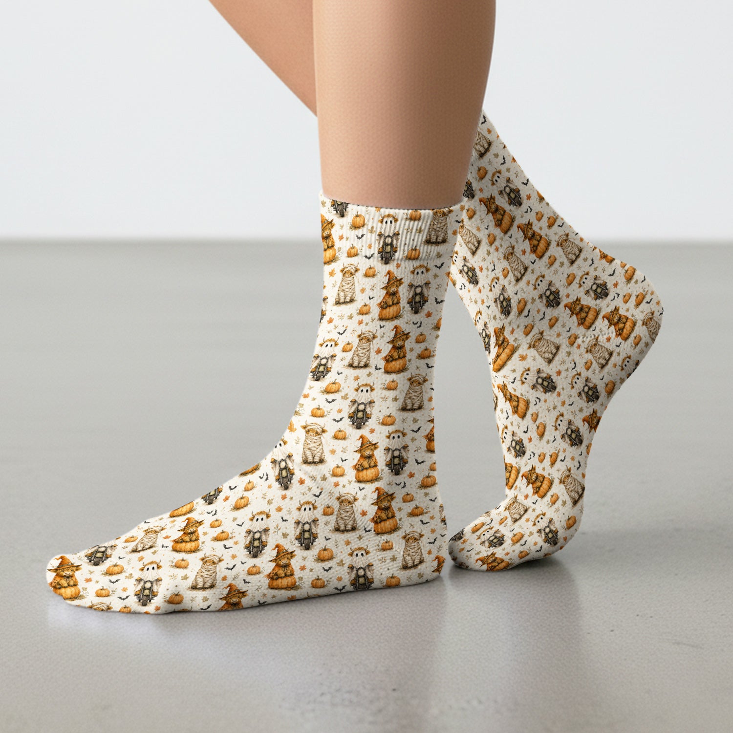 Halloween Highland Cow Costumes Socks, Adult Socks for Men and Women