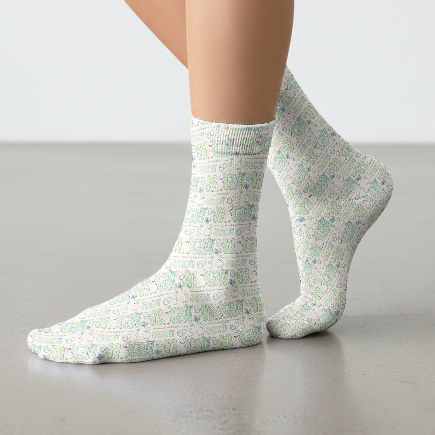 NICU Nurse Duck Pattern Socks, Breathable Fabrics Medical Uniform