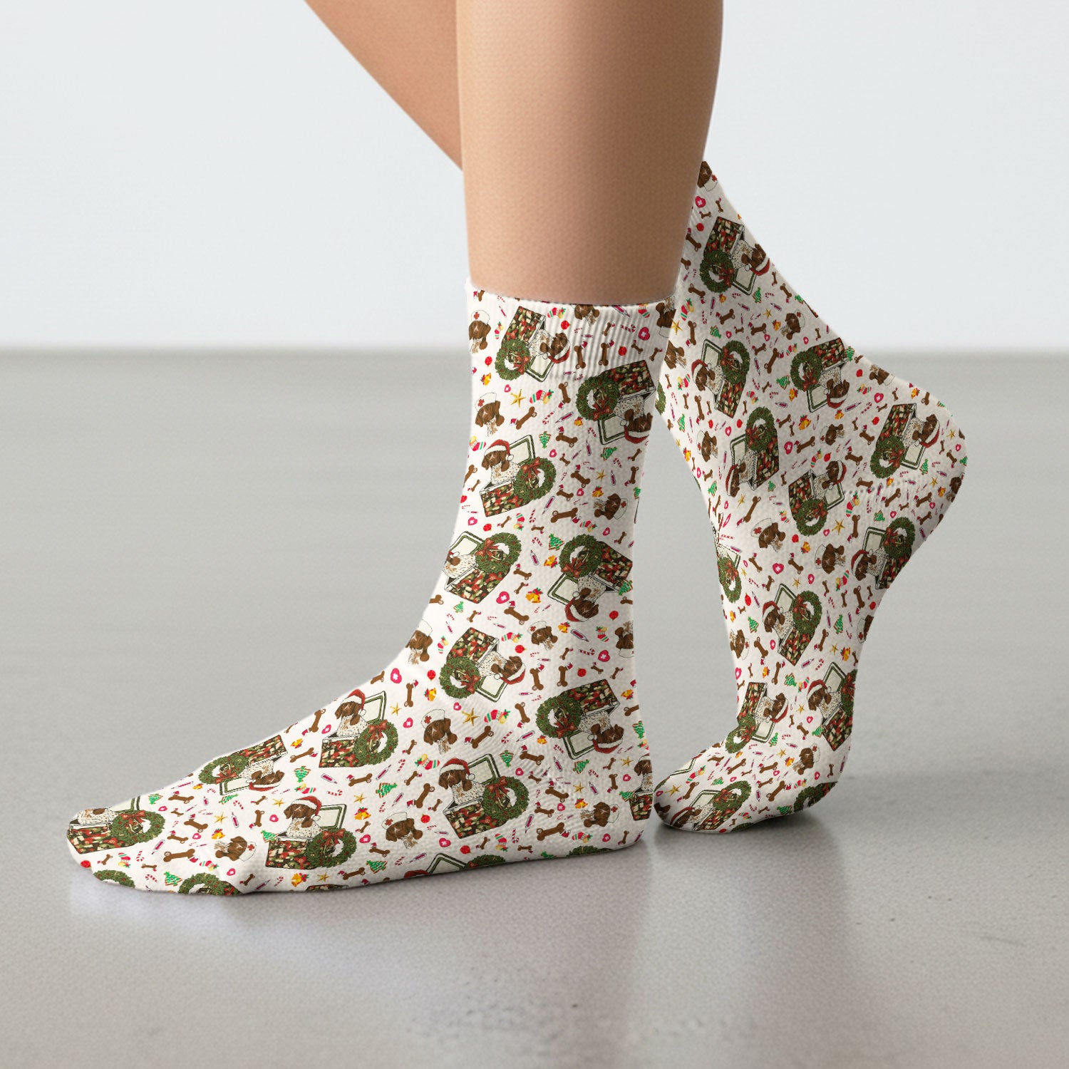 Christmas Dachshund Socks for Nurse Doctor - Funny Puppy Adult Socks for Men and Women