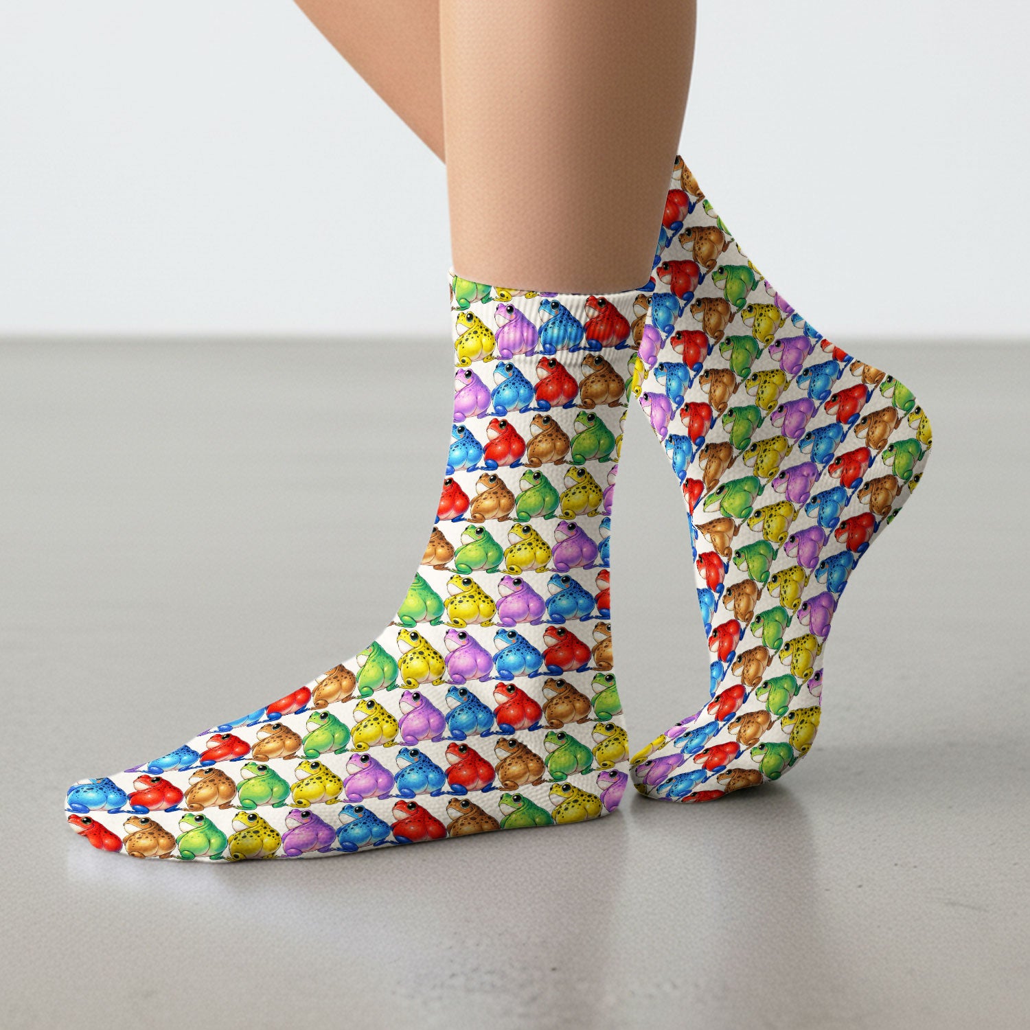 Funny Colorful Frogs Pattern Socks, Adult Socks for Men and Women