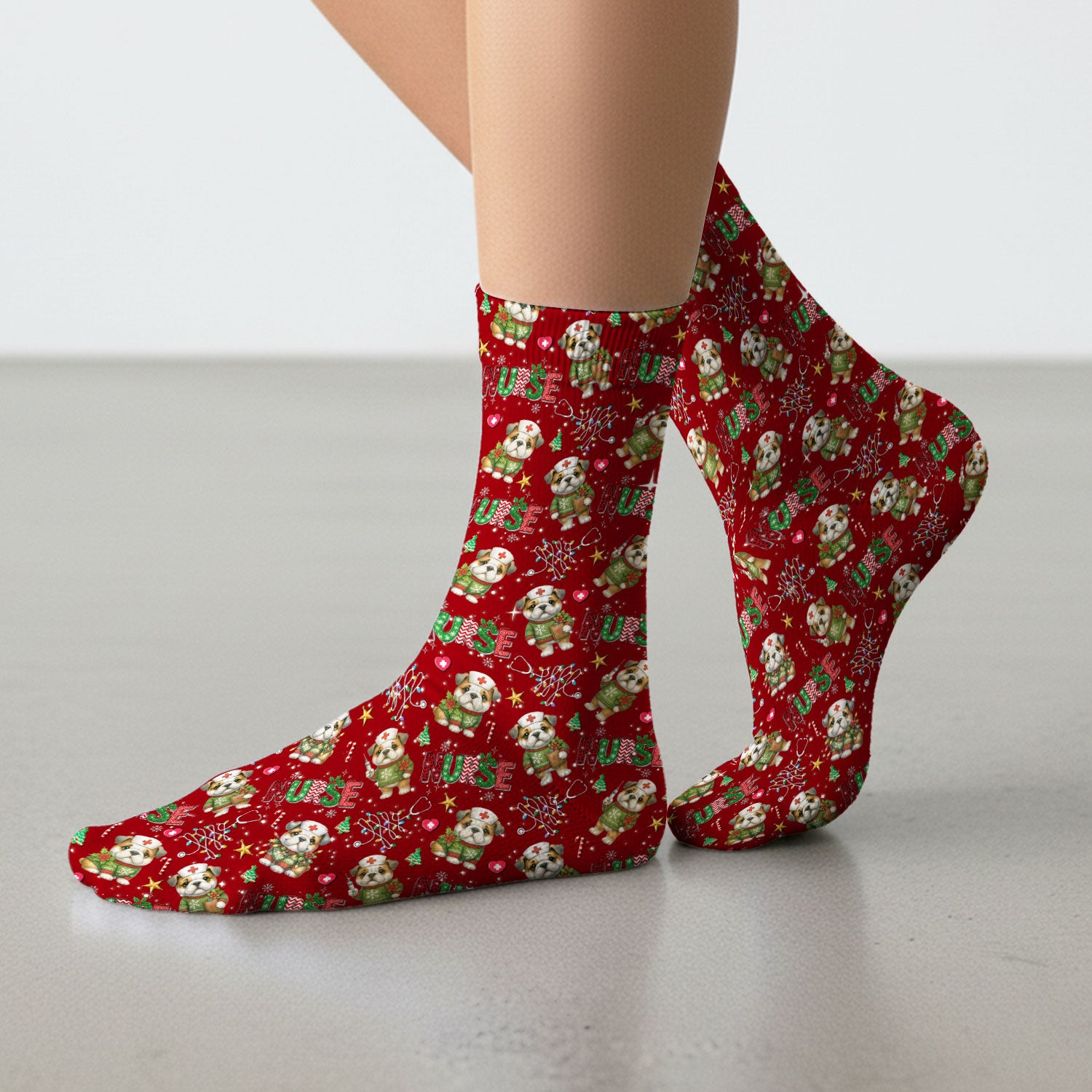 Bulldog Socks for Nurse Doctor - Adult Socks for Men and Women - Breathable Fabrics Medical Uniform
