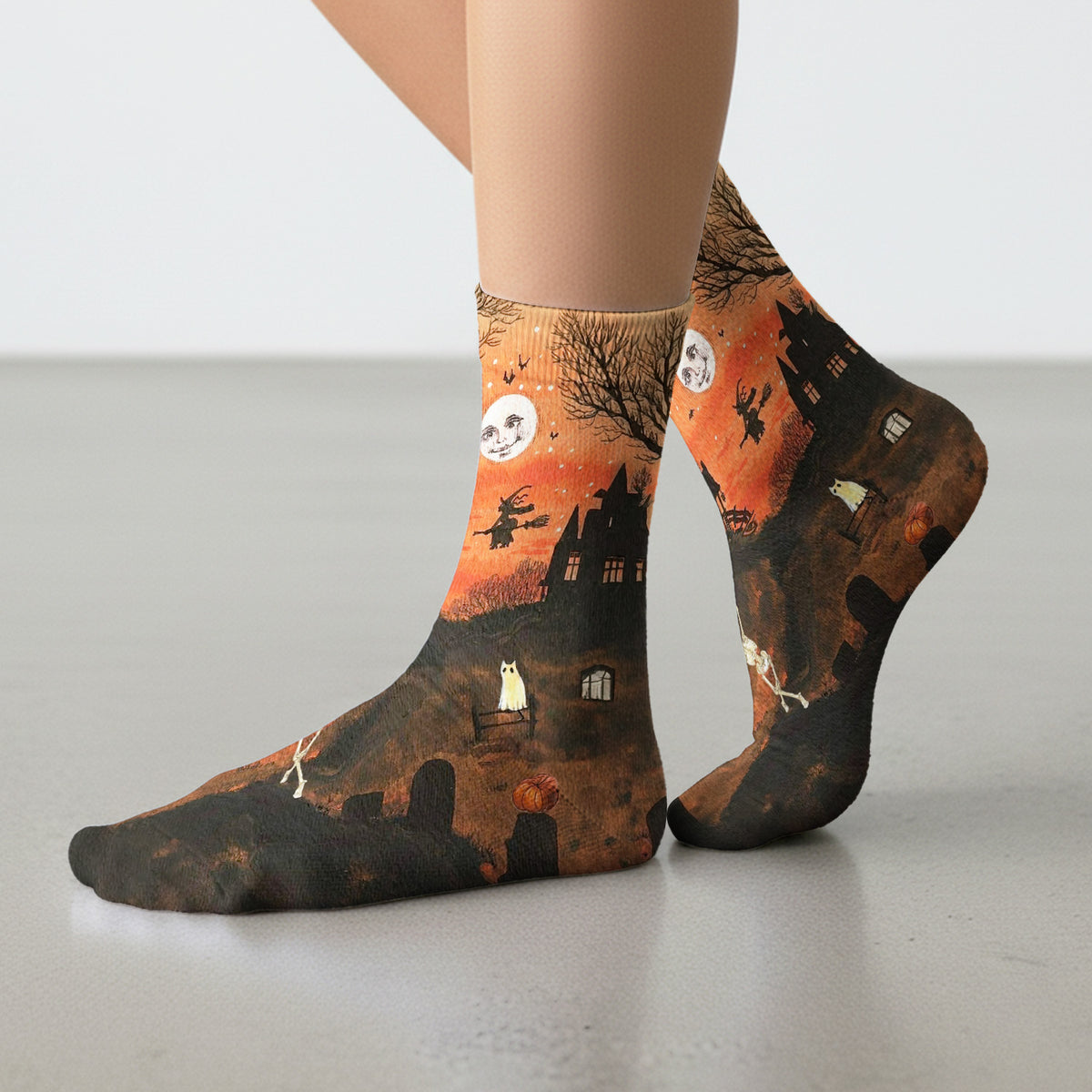 Bunte Socken mit Neongesichtern von Katzen, Socken für Damen und Herren