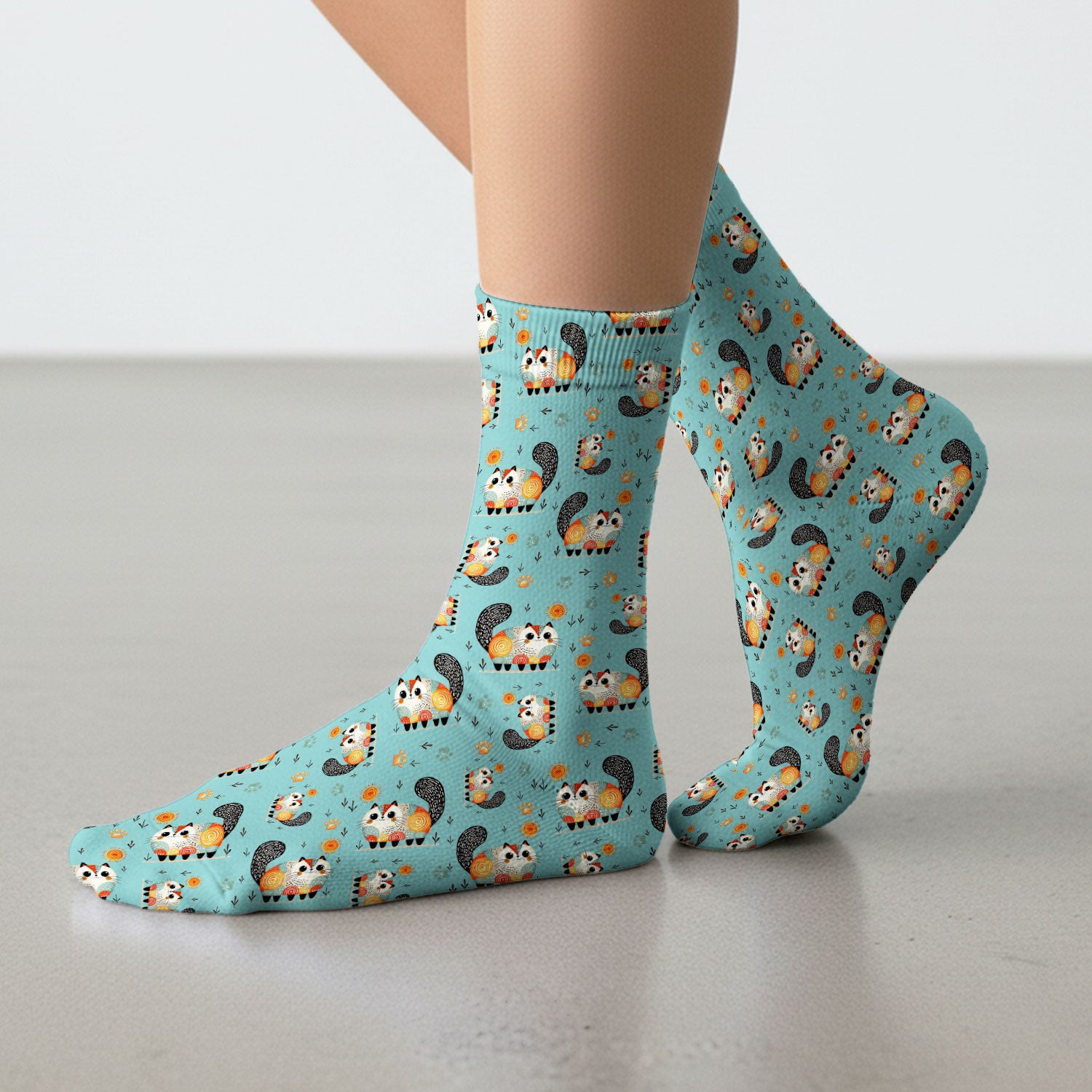 Playful Cat Illustration Medical Socks, Socks for Nurse Doctor