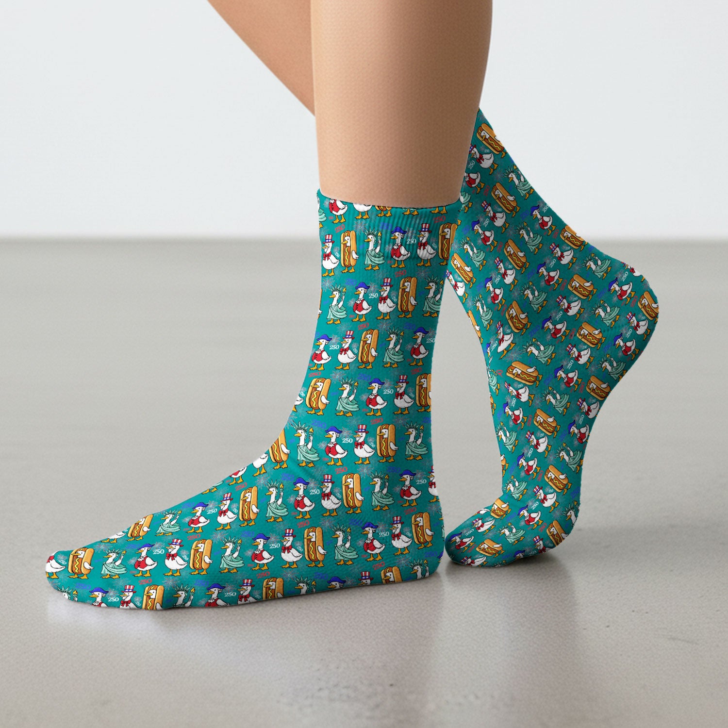 Patriotic Duck Independence Day Pattern Socks, Adult Socks for Men and Women