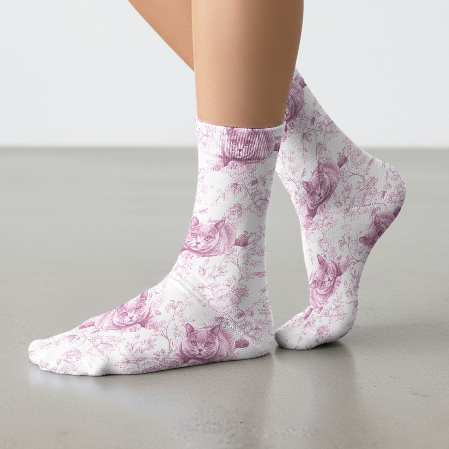 Custom Dog Cat Style Chinoiserie Pattern Socks, Adult Socks for Men and Women