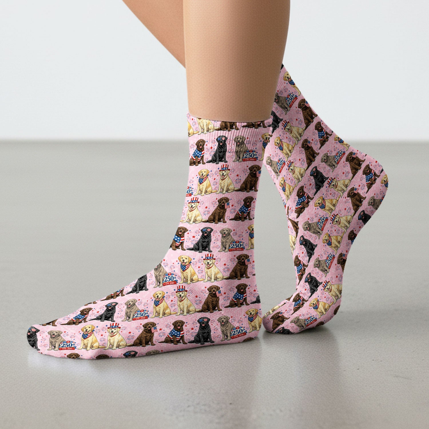 4th of July Labrador Dog Patriotic Print Socks, Breathable Fabrics Medical Uniform