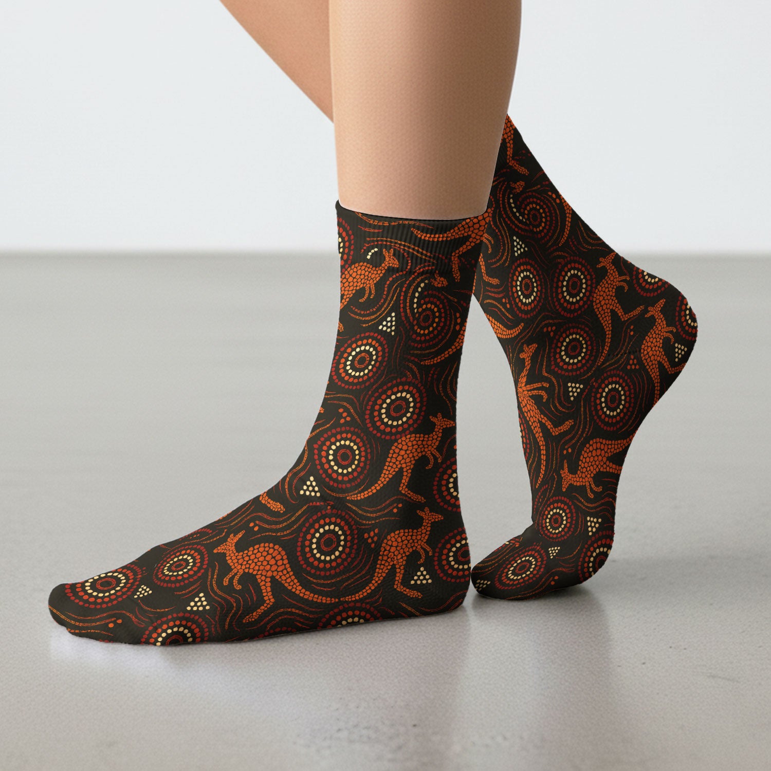Australian Indigenous Medical Pattern Socks, Aboriginal Dot Art Kangaroo Nurse Scrub Sock,  Breathable Fabrics Nursing Uniform