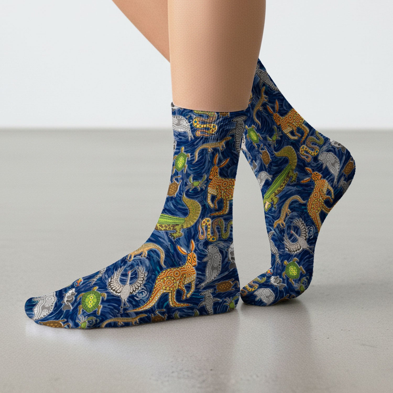 Crocodile Turtle Snake Animal Pattern Medical Socks, Nurse Doctor Uniform