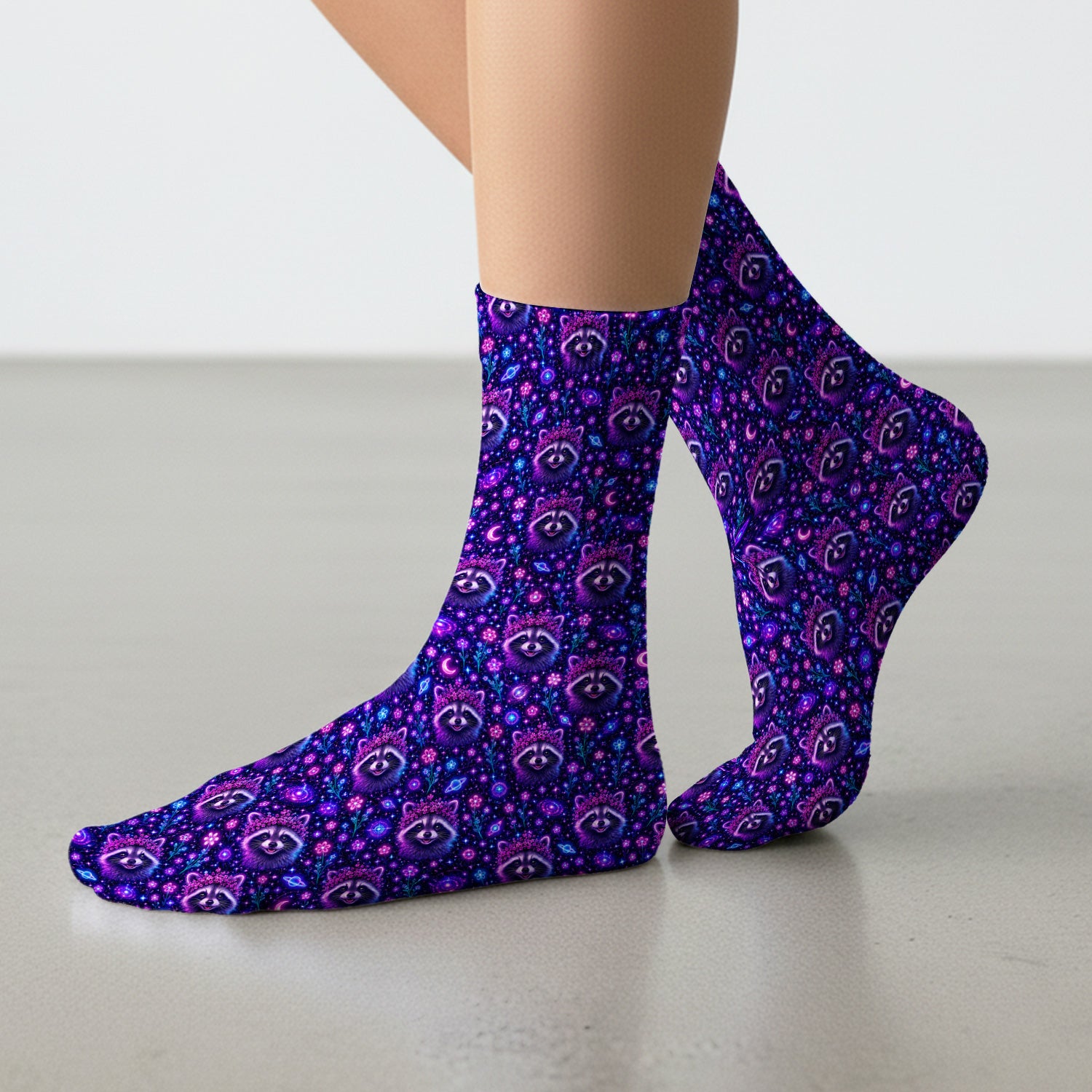 Galaxy Raccoon Nurse Pattern Socks, Adult Socks for Men and Women