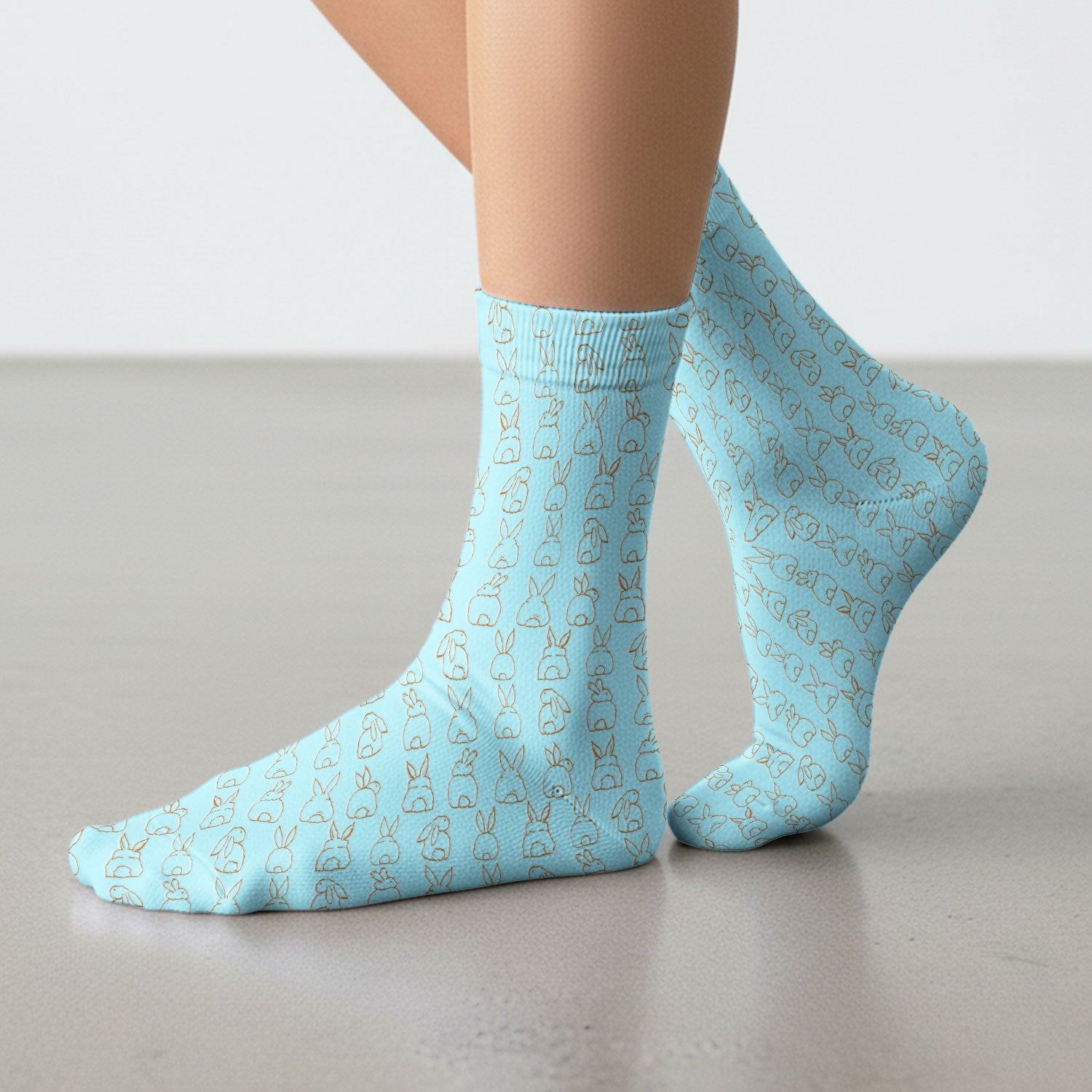 Cartoon Bunny Line Art Pattern Medical Socks, Breathable Fabrics Medical Uniform
