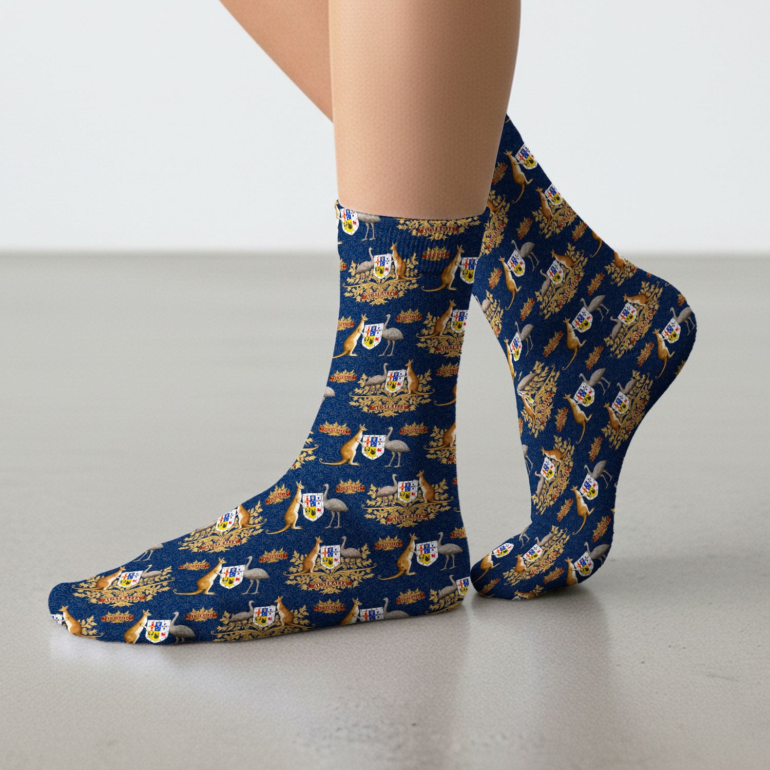 Australian Kangaroo Emu Crest Medical Socks, Breathable Fabrics Medical Uniform