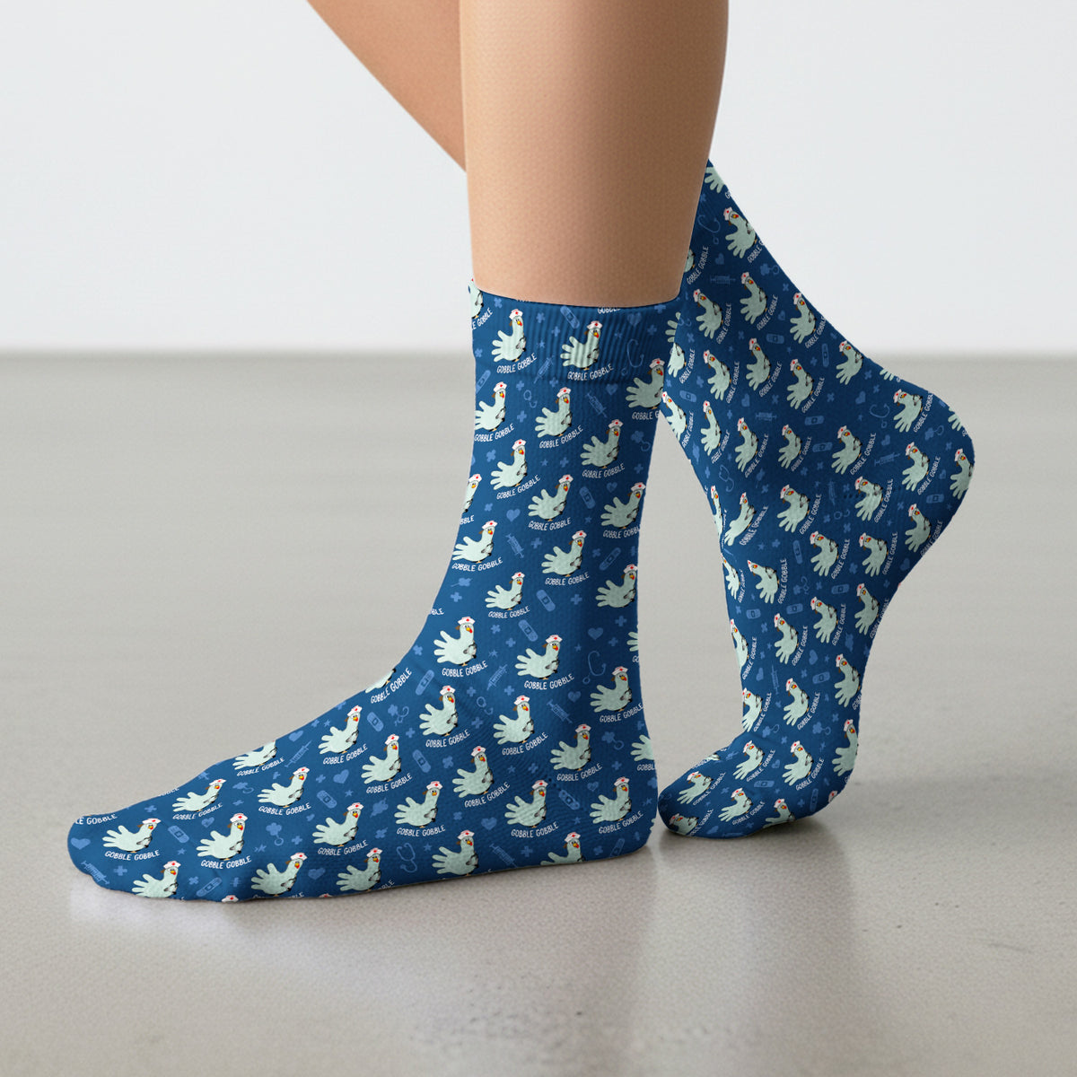 Funny Gobble Gobble Nurse Turkey Socks, Adult Socks for Men and Women