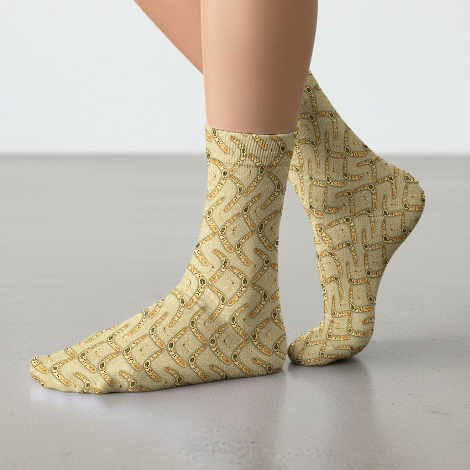 Aboriginal Boomerang Pattern Medical Socks, Breathable Fabrics Medical Uniform
