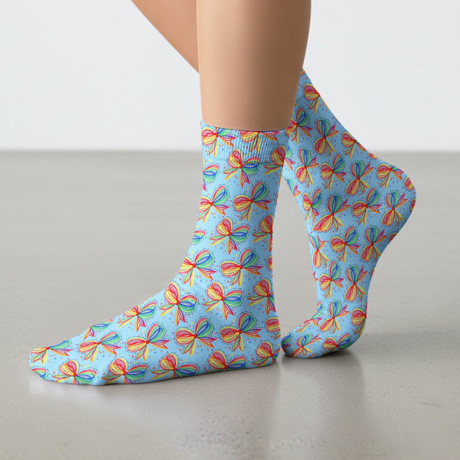 Colorful Rainbow Bow Pattern Sock, Socks for Nurse Doctor