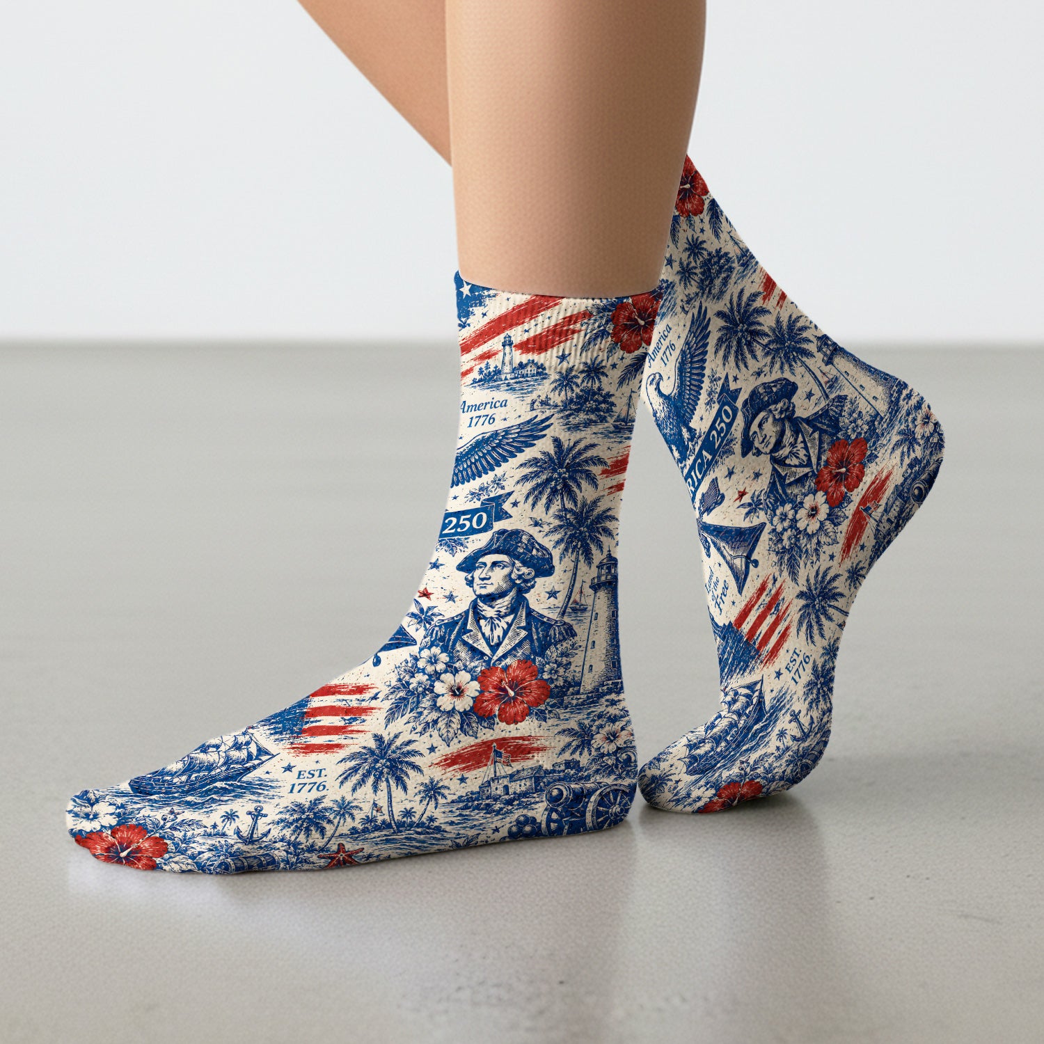 America 250 Eagle Liberty Pattern Socks, Adult Socks for Men and Women