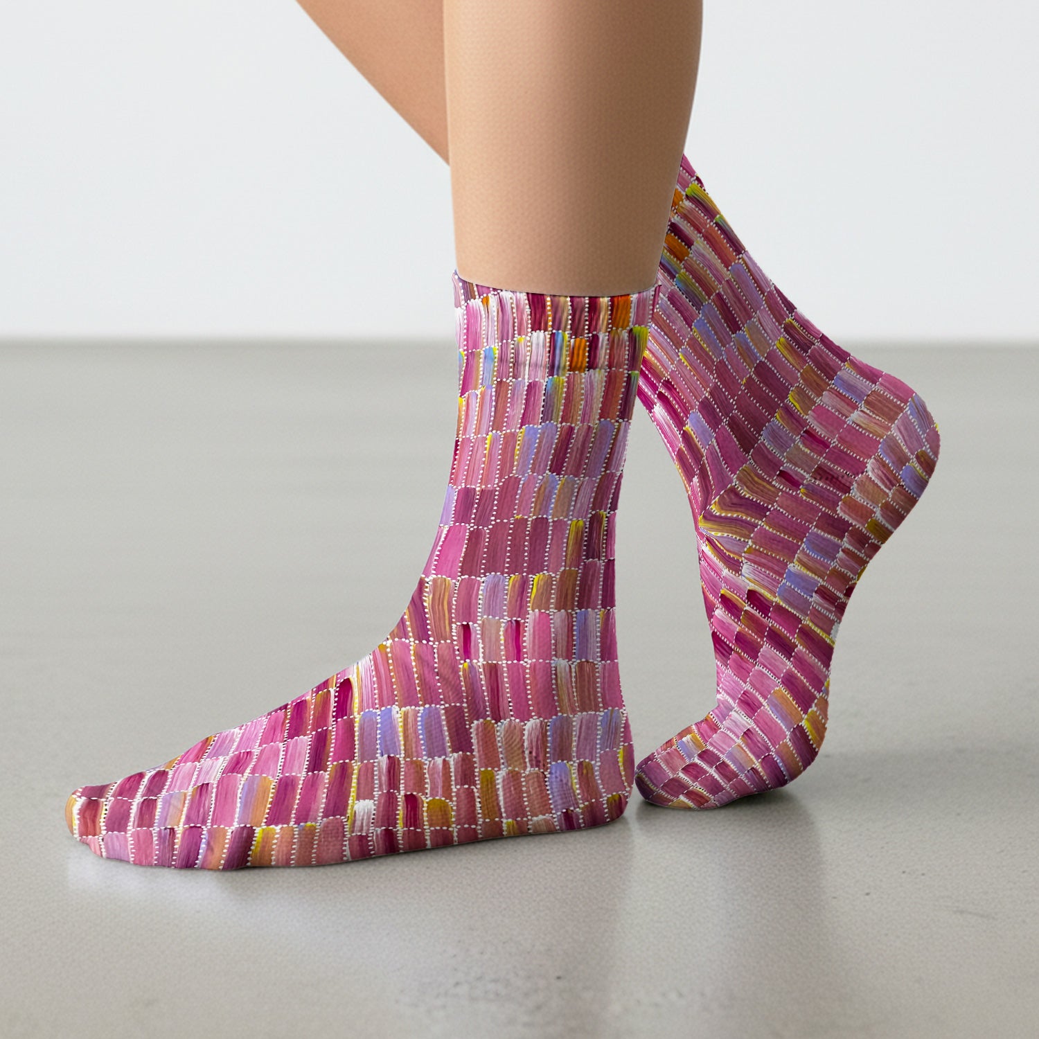 Colorful Abstract Brushstroke Dotted Pattern Socks, Adult Socks for Men and Women