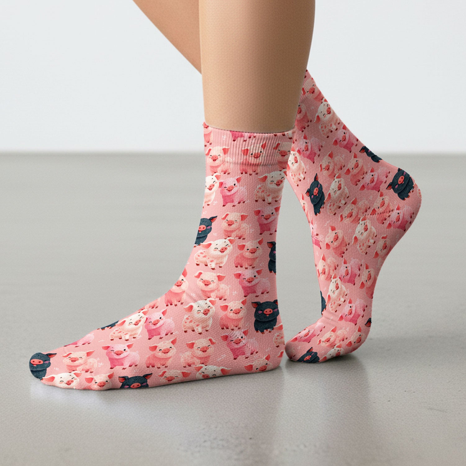 Funny Farm Pig Cartoon Pattern Socks, Breathable Fabrics Medical Uniform