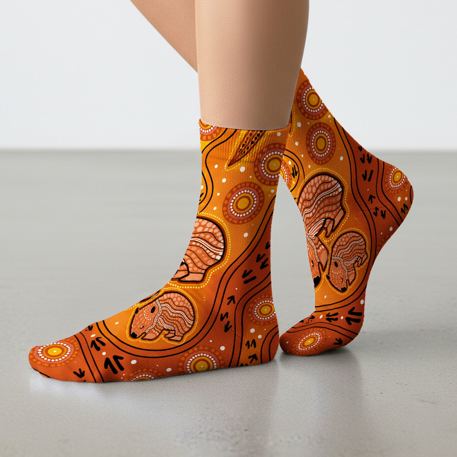 Australian Aboriginal Wombat Family Art Pattern Socks, Adult Socks for Men and Women