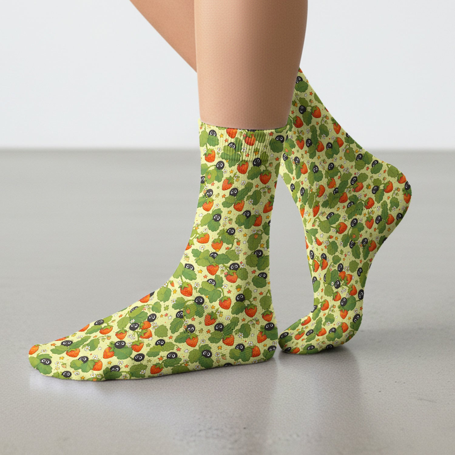 Cute Strawberry Soot Sprite Pattern Socks, Adult Socks for Men and Women