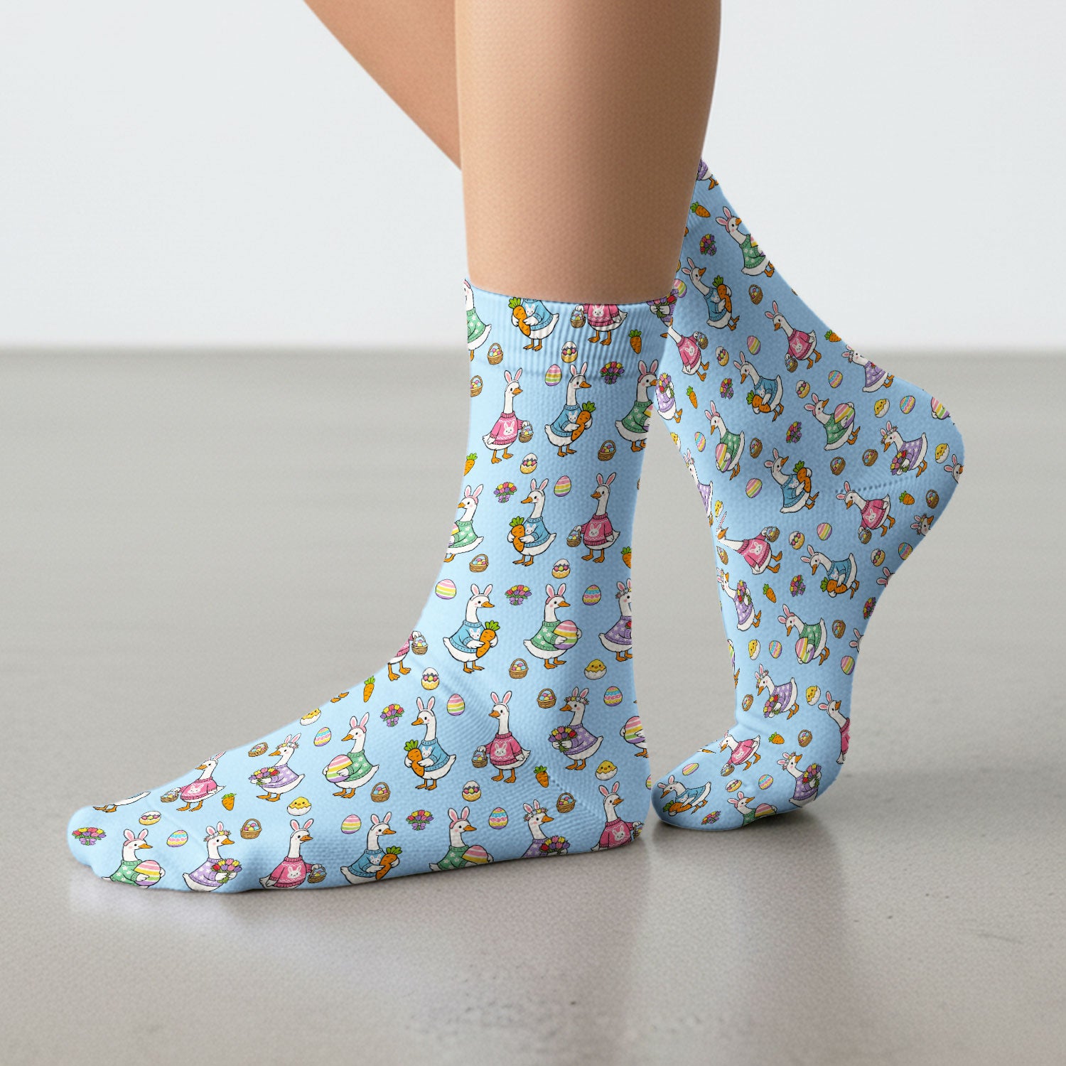Cute Easter Goose Pattern Socks, Breathable Fabrics Medical Uniform