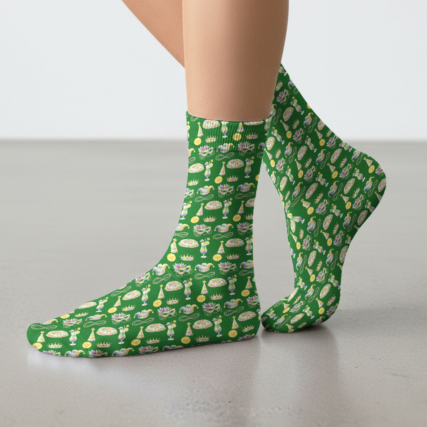 Mardi Gras Mask Scrub Socks, Elegant Carnival Pattern Nurse Sock For Women, Breathable Fabrics Nursing Uniform