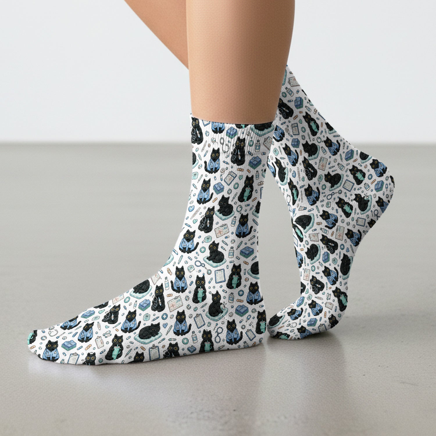 Black Cat Clinic Socks, Adult Socks for Men and Women