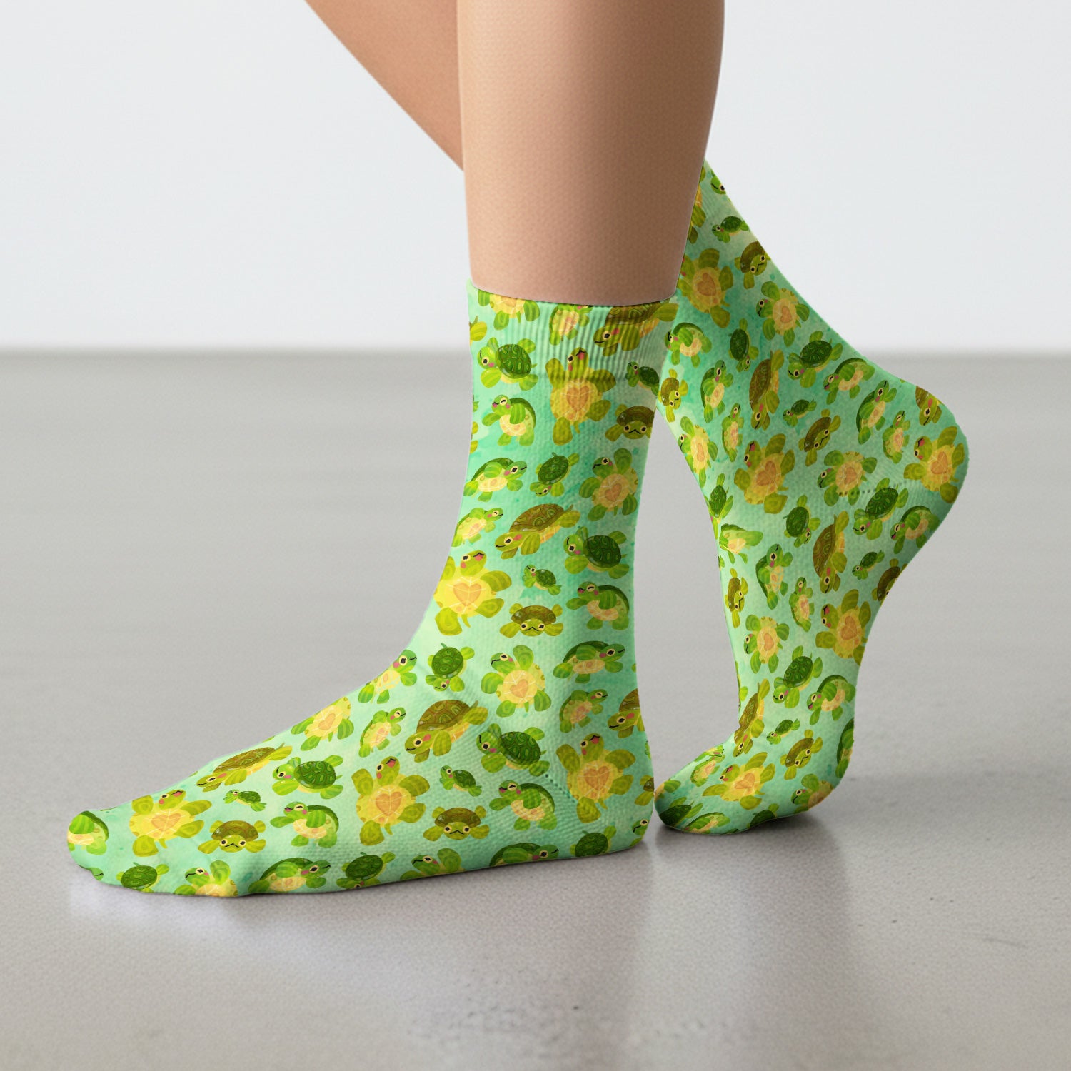 Cute Green Sea Turtle Pattern Socks, Socks for Nurse Doctor