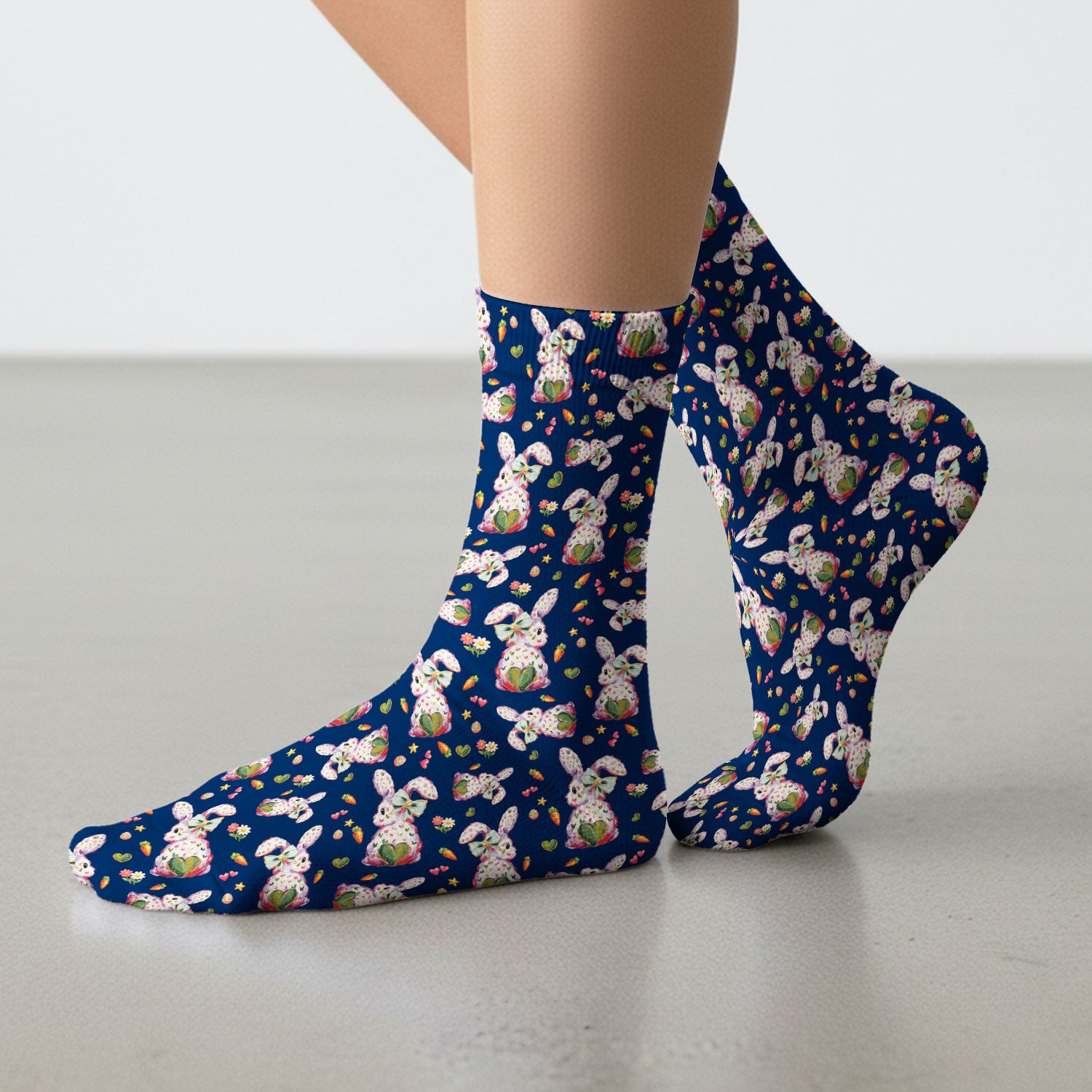 Cute Pastel Bunny Easter Pattern Medical Socks, Breathable Fabrics Medical Uniform
