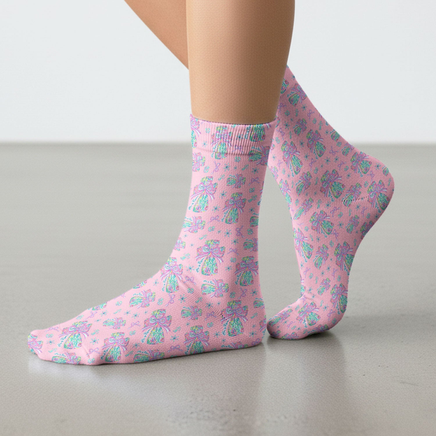 Colorful Bow Pattern Socks, Adult Socks for Men and Women
