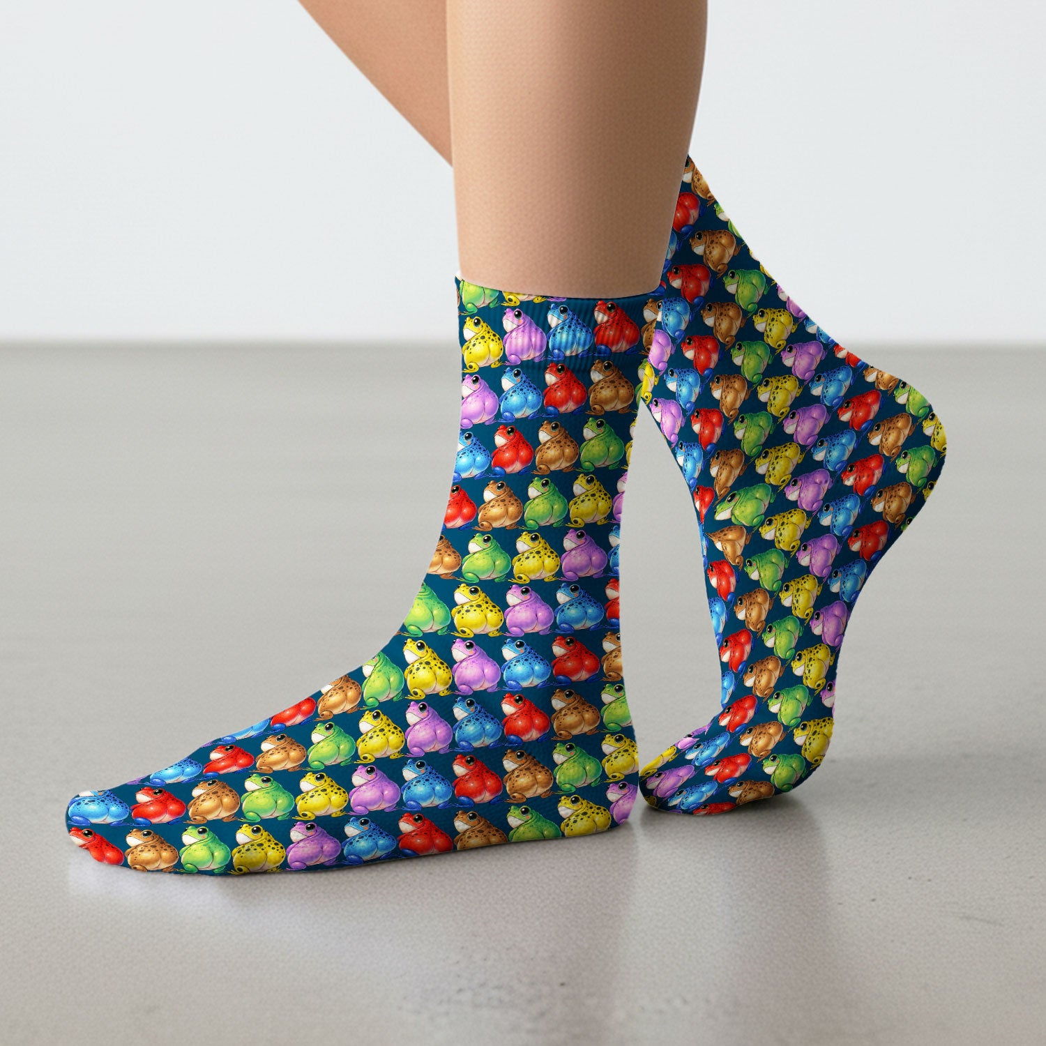 Funny Colorful Frogs Pattern Socks, Adult Socks for Men and Women